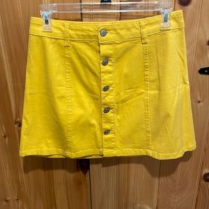 Celebrity pink Denim mustard yellow A-line mini skirt size 5/27